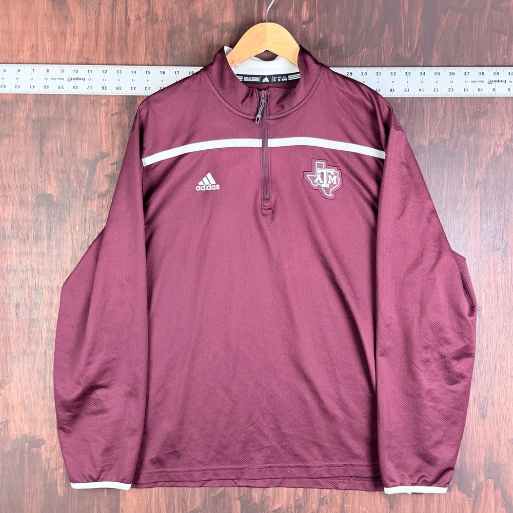 Adidas Texas A&M Aggies Quarter Zip Pullover Maroon White Men XL NCAA Sportswear